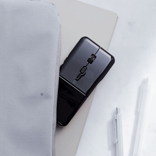薄型マウス（Bluetooth & 2.4GHz マウス・5ボタン・小型・折りたたみ式・USB-C充電式・無線・ワイヤレス・マルチペアリング・コンパクト・戻る/進む ボタン・ブラック）