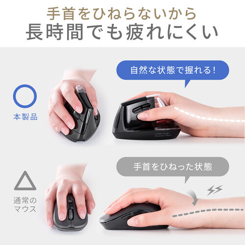 推し活マウス（ワイヤレスマウス・Bluetooth・エルゴノミクス・超高速充電・3分充電で2カ月使える・5ボタン・2.4GHz・無線・ディスプレイケース・ブラック）