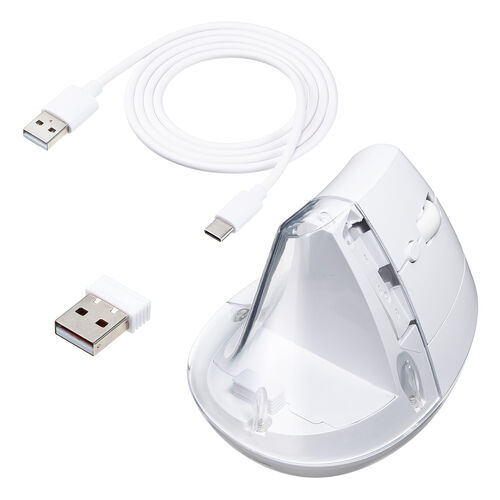 推し活マウス（ワイヤレスマウス・Bluetooth・エルゴノミクス・超高速充電・3分充電で2カ月使える・5ボタン・2.4GHz・無線・ディスプレイケース・ホワイト）