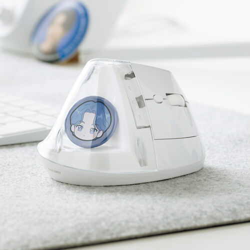 推し活マウス（ワイヤレスマウス・Bluetooth・エルゴノミクス・超高速充電・3分充電で2カ月使える・5ボタン・2.4GHz・無線・ディスプレイケース・ホワイト）