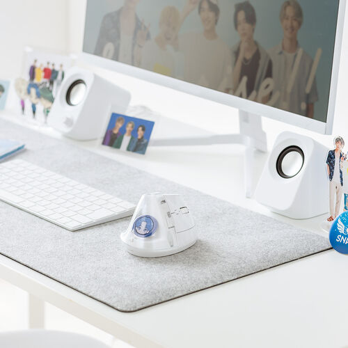 推し活マウス（ワイヤレスマウス・Bluetooth・エルゴノミクス・超高速充電・3分充電で2カ月使える・5ボタン・2.4GHz・無線・ディスプレイケース・ホワイト）