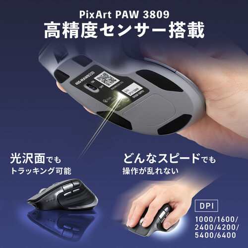 ワイヤレスマウス（VELZA・サイドホイール/高速スクロール・Bluetooth/2.4GHz・無線・静音・PAW3809・左右スクロール・Mac対応・戻る/進む・USB-C・充電式・高機能）