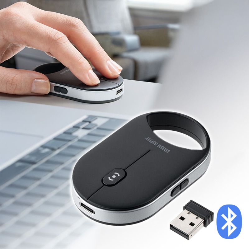 超小型ワイヤレスマウス Bluetooth 5ボタン 静音 充電式 ブラック
