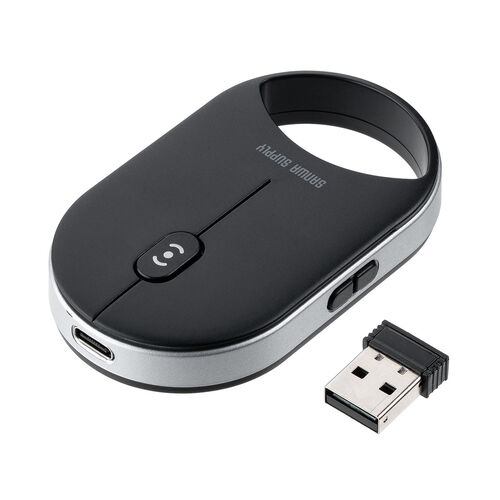 ワイヤレスマウス（超小型・Bluetooth・超薄型・静音・充電式・5ボタン・無線・持ち運び・モバイルマウス・携帯マウス・ミニマウス・コンパクト・ブラック）