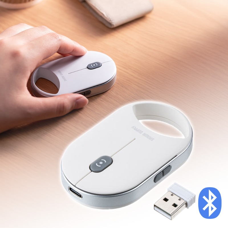 ワイヤレスマウス Bluetooth 5ボタン 静音 充電式 ホワイト