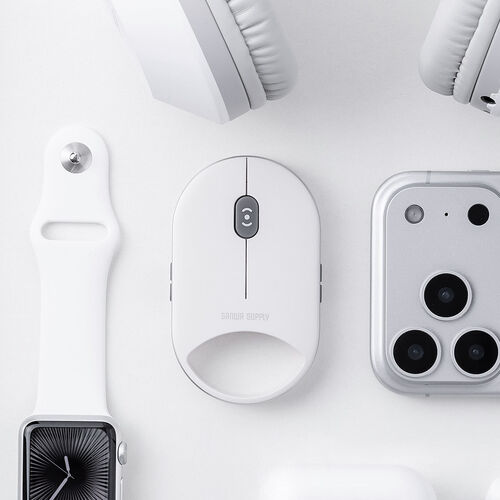 ワイヤレスマウス（超小型・Bluetooth・超薄型・静音・充電式・5ボタン・無線・持ち運び・モバイルマウス・携帯マウス・ミニマウス・コンパクト・ホワイト）