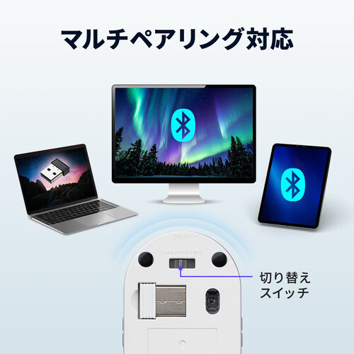 ワイヤレスマウス（超小型・Bluetooth・超薄型・静音・充電式・5ボタン・無線・持ち運び・モバイルマウス・携帯マウス・ミニマウス・コンパクト・ホワイト）