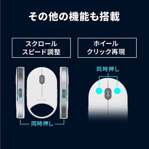 ワイヤレスマウス（超小型・Bluetooth・超薄型・静音・充電式・5ボタン・無線・持ち運び・モバイルマウス・携帯マウス・ミニマウス・コンパクト・ホワイト）