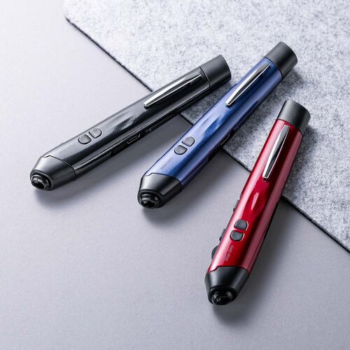 ペンマウス（Bluetooth・ワイヤレス・戻る/進む・USB A・Type-C・充電式・ペン型マウス・クリップ付き・ブラック）