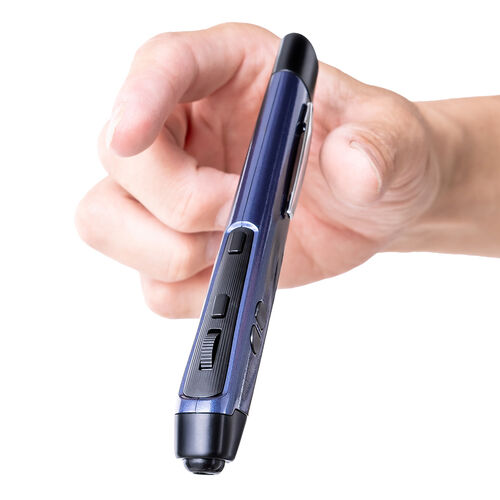 ペンマウス（Bluetooth・ワイヤレス・戻る/進む・USB A・Type-C・充電式・ペン型マウス・クリップ付き・ブルー）