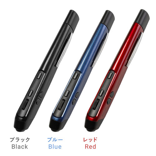 ペンマウス（Bluetooth・ワイヤレス・戻る/進む・USB A・Type-C・充電式・ペン型マウス・クリップ付き・ブルー）