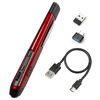 ペンマウス（Bluetooth・ワイヤレス・戻る/進む・USB A・Type-C・充電式・ペン型マウス・クリップ付き・レッド）
