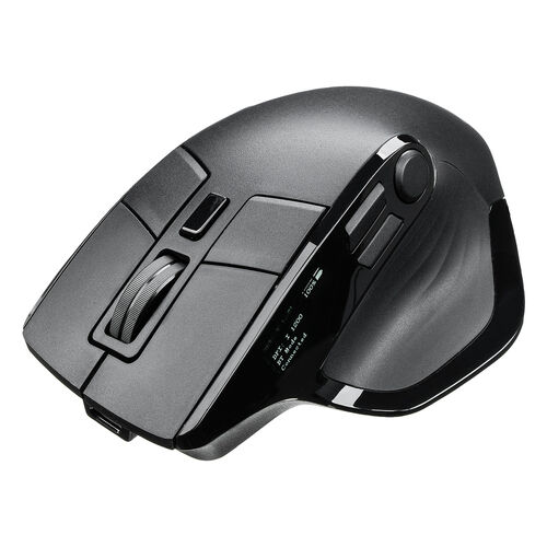 ワイヤレスマウス（エルゴノミクス・8ボタン・多機能・割り当て・液晶画面・Bluetooth・2.4GHzレシーバー・充電式・ブラック）