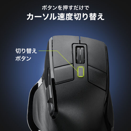 ワイヤレスマウス（エルゴノミクス・8ボタン・多機能・割り当て・液晶画面・Bluetooth・2.4GHzレシーバー・充電式・ブラック）