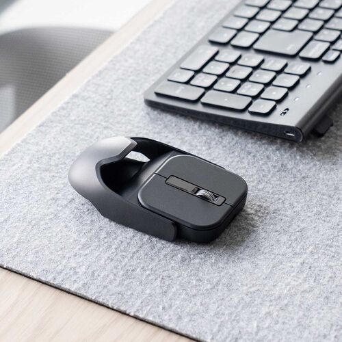 ワイヤレスマウス（マグネット着脱式・小型・Bluetooth・フルサイズ ＆ コンパクト・薄型・充電式・4ボタン・無線・持ち運び・モバイルマウス・携帯マウス・ミニマウス・ブラック）
