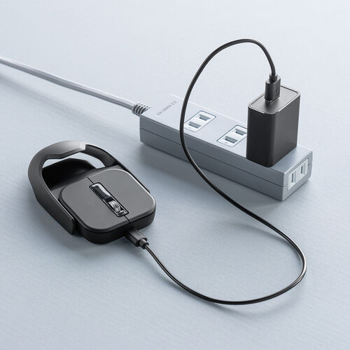 ワイヤレスマウス（マグネット着脱式・小型・Bluetooth・フルサイズ ＆ コンパクト・薄型・充電式・4ボタン・無線・持ち運び・モバイルマウス・携帯マウス・ミニマウス・ブラック）