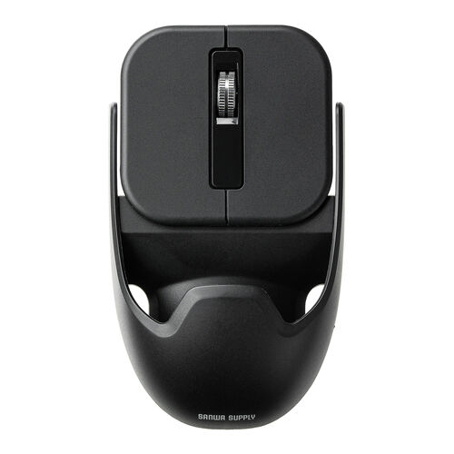 ワイヤレスマウス（マグネット着脱式・小型・Bluetooth・フルサイズ ＆ コンパクト・薄型・充電式・4ボタン・無線・持ち運び・モバイルマウス・携帯マウス・ミニマウス・ブラック）