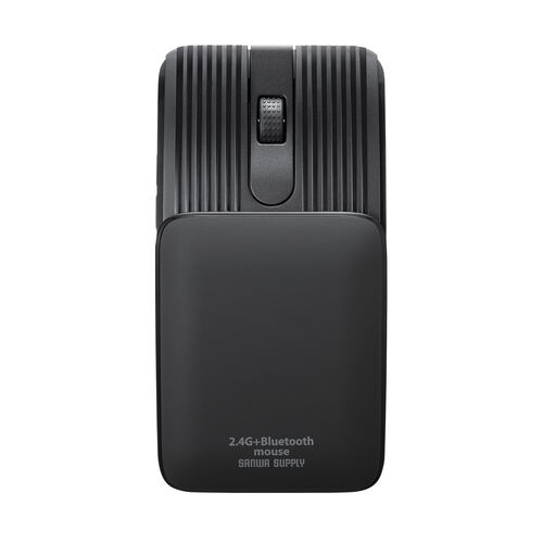 薄型マウス（Bluetooth・2.4GHzワイヤレス・スライドカバー・開閉で電源オンオフ・5ボタン・戻る/進むボタン・持ち運び・小型・コンパクト・USB-C充電式・スリム・軽量・静音・ブラック）