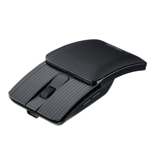薄型マウス（Bluetooth・2.4GHzワイヤレス・スライドカバー・開閉で電源オンオフ・5ボタン・戻る/進むボタン・持ち運び・小型・コンパクト・USB-C充電式・スリム・軽量・静音・ブラック）