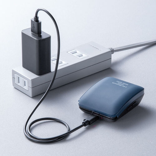 薄型マウス（Bluetooth・2.4GHzワイヤレス・スライドカバー・開閉で電源オンオフ・5ボタン・戻る/進むボタン・持ち運び・小型・コンパクト・USB-C充電式・スリム・軽量・静音・ブルー）