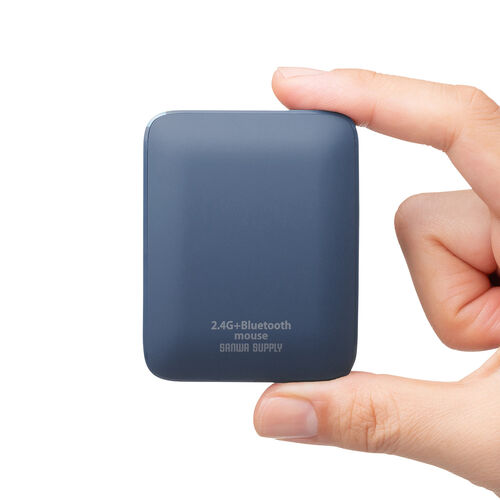 薄型マウス（Bluetooth・2.4GHzワイヤレス・スライドカバー・開閉で電源オンオフ・5ボタン・戻る/進むボタン・持ち運び・小型・コンパクト・USB-C充電式・スリム・軽量・静音・ブルー）