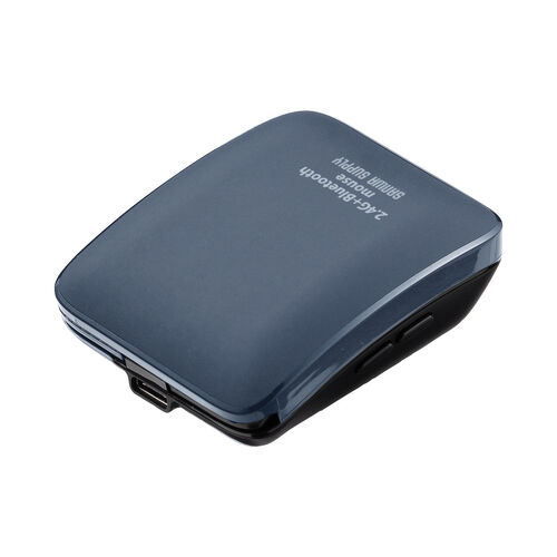 薄型マウス（Bluetooth・2.4GHzワイヤレス・スライドカバー・開閉で電源オンオフ・5ボタン・戻る/進むボタン・持ち運び・小型・コンパクト・USB-C充電式・スリム・軽量・静音・ブルー）