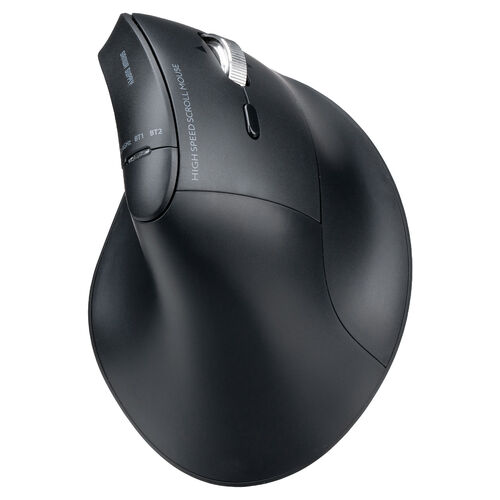 ワイヤレスマウス（チルトホイール・高速スクロール・Bluetooth・エルゴノミクス・無線・静音・5ボタン・マルチペアリング・カウント切り替え・左右スクロール・戻る・進む・Mac対応・ブラック）