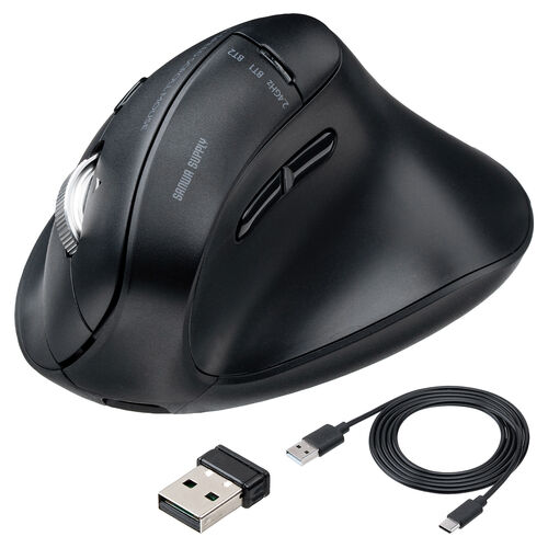 ワイヤレスマウス（チルトホイール・高速スクロール・Bluetooth・エルゴノミクス・無線・静音・5ボタン・マルチペアリング・カウント切り替え・左右スクロール・戻る・進む・Mac対応・ブラック）