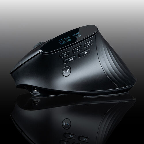 ワイヤレスマウス（エルゴノミクス・8ボタン・多機能・液晶画面・Bluetooth / 2.4GHzレシーバー・充電式・ハイスペック・8000DPI・Mac対応・ブラック）