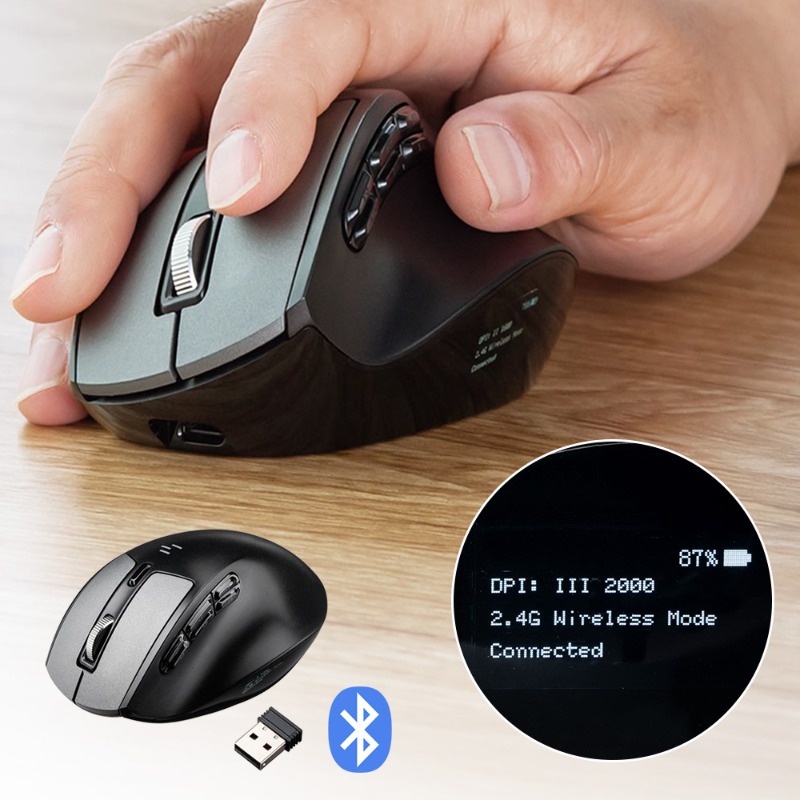 ワイヤレスマウス Bluetooth 充電式 9ボタン 液晶画面付き