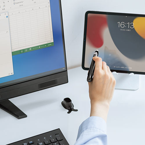 ペンマウス（ペン型マウス・Bluetooth・ワイヤレス2.4GHz・Type-A・Type-C・充電式・800/1200/1600カウント・左手対応・スタンド付き）