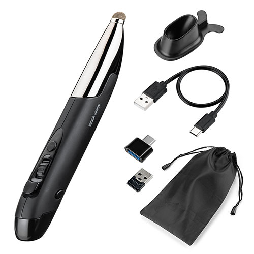 ペンマウス（ペン型マウス・Bluetooth・ワイヤレス2.4GHz・Type-A・Type-C・充電式・800/1200/1600カウント・左手対応・スタンド付き）