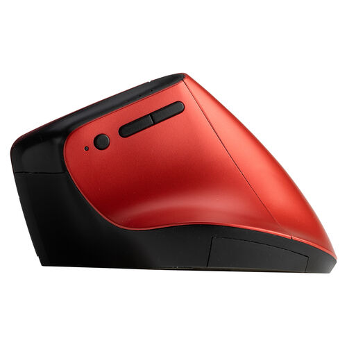 ワイヤレスマウス(Bluetooth・おすすめ・おしゃれ・人気・マルチペアリング・3台接続・エルゴノミクス・レシーバー・5ボタン・静音・電池式・レッド） MAWBT193R