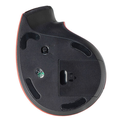 ワイヤレスマウス(Bluetooth・おすすめ・おしゃれ・人気・マルチペアリング・3台接続・エルゴノミクス・レシーバー・5ボタン・静音・電池式・レッド） MAWBT193R