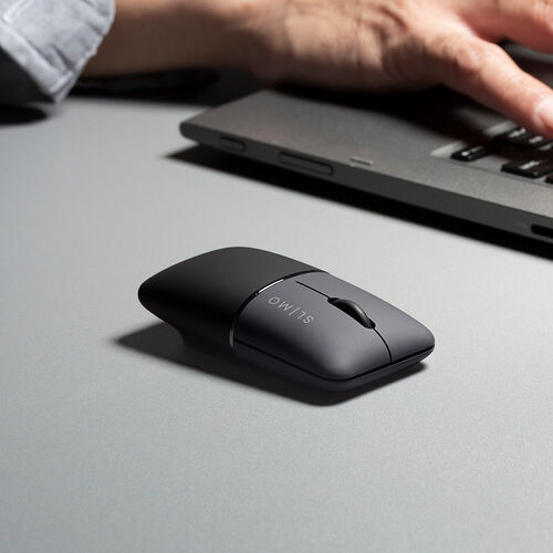 モバイルマウス（超小型・Bluetooth・2.4GHz・ワイヤレス・SLIMO・静音・無線・ブルーLEDセンサー・充電式・スリム・軽い・軽量・Type-C充電・ブラック）