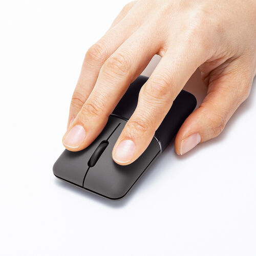 モバイルマウス（超小型・Bluetooth・2.4GHz・ワイヤレス・SLIMO・静音・無線・ブルーLEDセンサー・充電式・スリム・軽い・軽量・Type-C充電・ブラック）