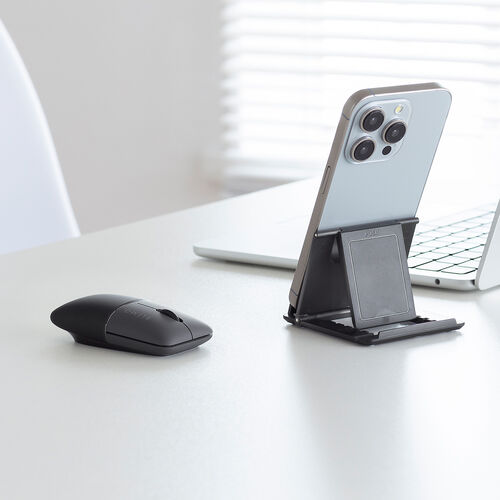 モバイルマウス（超小型・Bluetooth・2.4GHz・ワイヤレス・SLIMO・静音・無線・ブルーLEDセンサー・充電式・スリム・軽い・軽量・Type-C充電・ブラック）