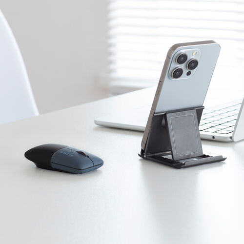 モバイルマウス（超小型・Bluetooth・2.4GHz・ワイヤレス・SLIMO・静音・無線・ブルーLEDセンサー・充電式・スリム・軽い・軽量・Type-C充電・ネイビー）