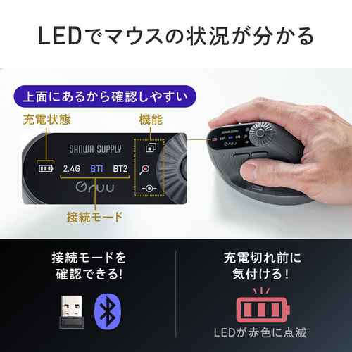 ワイヤレスマウス｜5ボタン・横スクロール・Bluetooth/2.4GHz