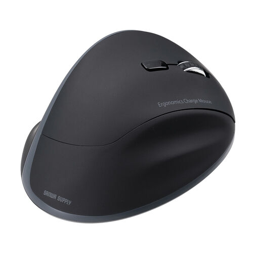 ワイヤレス充電マウス（Qi対応・MagSafe対応・Bluetooth・2.4GHz・ワイヤレス・充電式・5ボタン・ブルーLED・置くだけ・エルゴノミクス・ブラック）