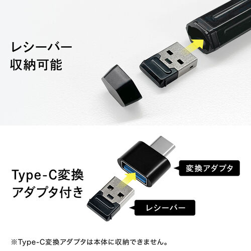 ペン型マウス（Bluetooth・ワイヤレス・USB A・Type-C・充電式・ペンマウス・ブラック・メディア掲載）