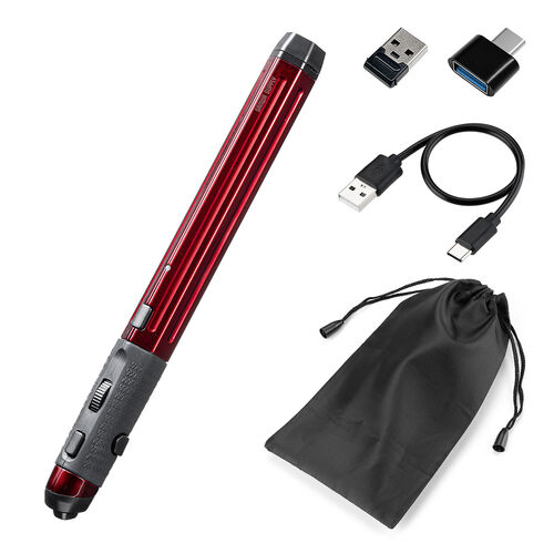 ペン型マウス（Bluetooth・ワイヤレス・USB A・Type-C・充電式・ペンマウス・レッド・メディア掲載・FPSゲーム）