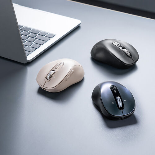 ワイヤレスマウス（チルトホイール・高速スクロール・Bluetooth・無線・静音・5ボタン・ブルーLED・マルチペアリング・カウント切り替え・左右スクロール・Mac対応・戻る・進む・ベージュ）