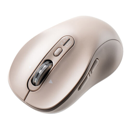 ワイヤレスマウス（チルトホイール・高速スクロール・Bluetooth・無線・静音・5ボタン・ブルーLED・マルチペアリング・カウント切り替え・左右スクロール・Mac対応・戻る・進む・ベージュ）