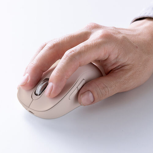 ワイヤレスマウス（チルトホイール・高速スクロール・Bluetooth・無線・静音・5ボタン・ブルーLED・マルチペアリング・カウント切り替え・左右スクロール・Mac対応・戻る・進む・ベージュ）
