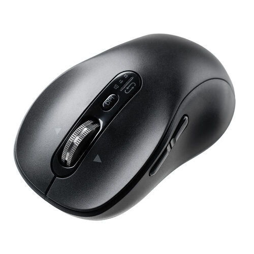 ワイヤレスマウス（チルトホイール・高速スクロール・Bluetooth・無線・静音・5ボタン・ブルーLED・マルチペアリング・カウント切り替え・左右スクロール・Mac対応・戻る・進む・ブラック）