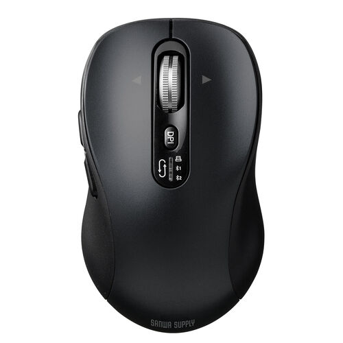 ワイヤレスマウス（チルトホイール・高速スクロール・Bluetooth・無線・静音・5ボタン・ブルーLED・マルチペアリング・カウント切り替え・左右スクロール・Mac対応・戻る・進む・ブラック）