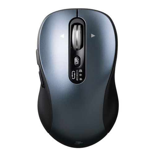 ワイヤレスマウス（チルトホイール・高速スクロール・横スクロール・Bluetooth・無線・静音・5ボタン・ブルーLED・マルチペアリング・カウント切り替え・Mac対応・戻る・進む・ガンメタリック）
