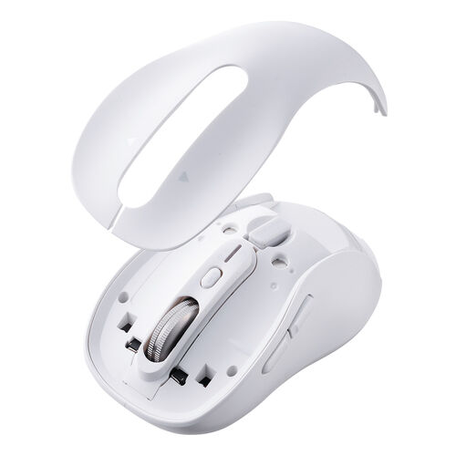 ワイヤレスマウス（チルトホイール・高速スクロール・横スクロール・Bluetooth・無線・静音・5ボタン・ブルーLED・マルチペアリング・カウント切り替え・Mac対応・戻る・進む・ホワイト）