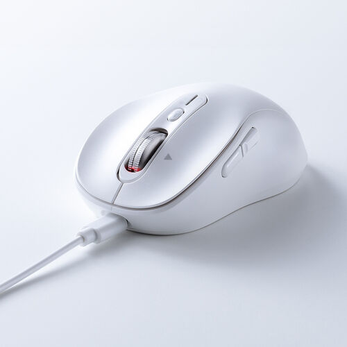 ワイヤレスマウス（チルトホイール・高速スクロール・横スクロール・Bluetooth・無線・静音・5ボタン・ブルーLED・マルチペアリング・カウント切り替え・Mac対応・戻る・進む・ホワイト）